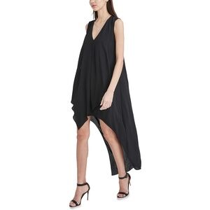 BCBGMAXAZRIA Black Tara Cascade High/Low Dress